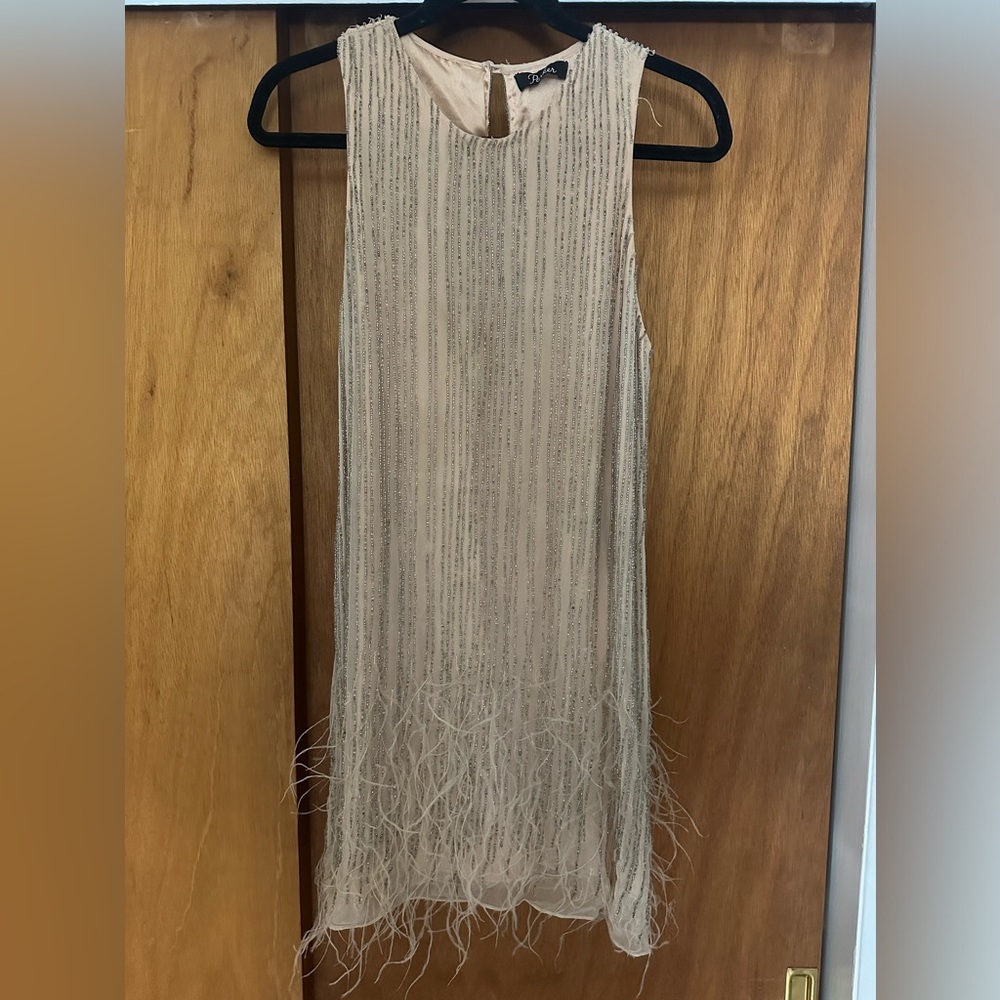 Parker Feather & Beaded Mini Dress